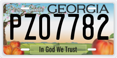 GA license plate PZO7782