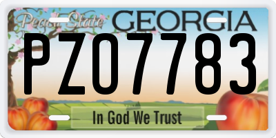 GA license plate PZO7783