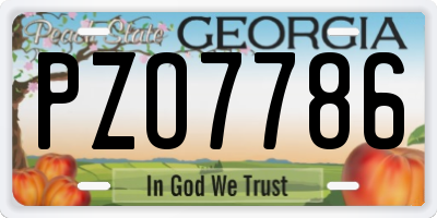 GA license plate PZO7786