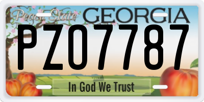 GA license plate PZO7787