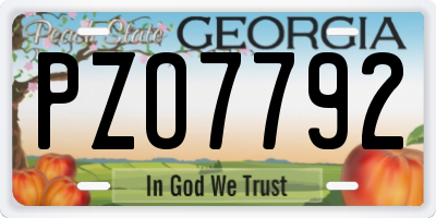 GA license plate PZO7792