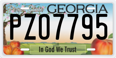 GA license plate PZO7795