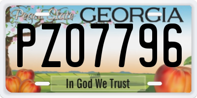 GA license plate PZO7796