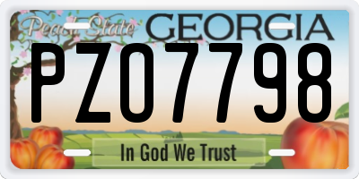 GA license plate PZO7798