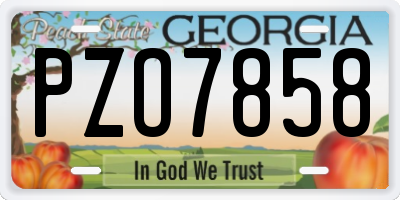GA license plate PZO7858