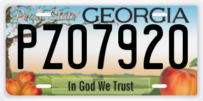 GA license plate PZO7920