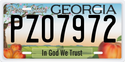 GA license plate PZO7972