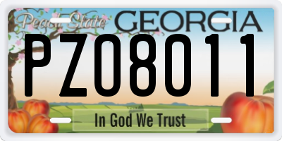 GA license plate PZO8011