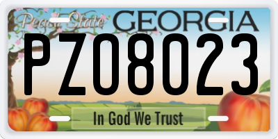 GA license plate PZO8023