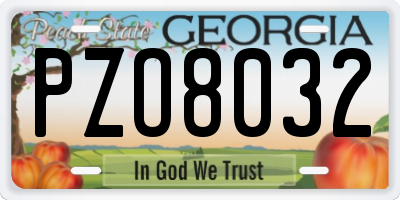 GA license plate PZO8032