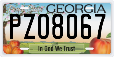 GA license plate PZO8067