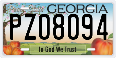 GA license plate PZO8094