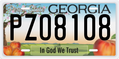 GA license plate PZO8108