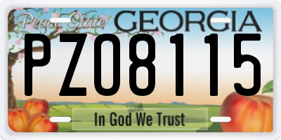 GA license plate PZO8115