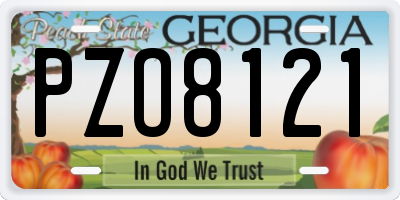 GA license plate PZO8121