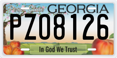 GA license plate PZO8126