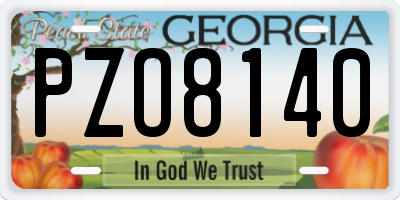 GA license plate PZO8140