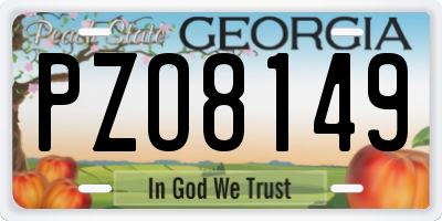 GA license plate PZO8149