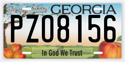 GA license plate PZO8156