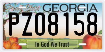 GA license plate PZO8158