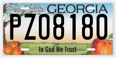 GA license plate PZO8180