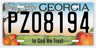 GA license plate PZO8194