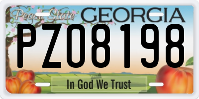 GA license plate PZO8198