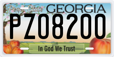 GA license plate PZO8200