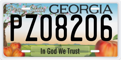 GA license plate PZO8206