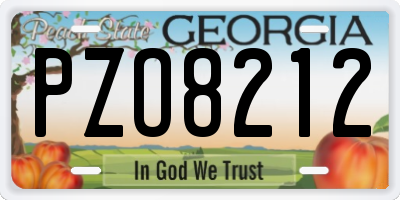 GA license plate PZO8212