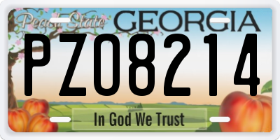 GA license plate PZO8214