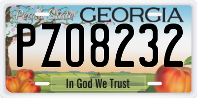 GA license plate PZO8232