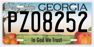 GA license plate PZO8252