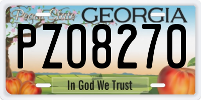 GA license plate PZO8270