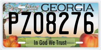 GA license plate PZO8276