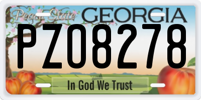 GA license plate PZO8278