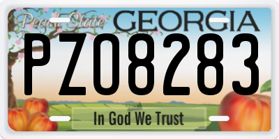 GA license plate PZO8283