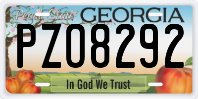 GA license plate PZO8292