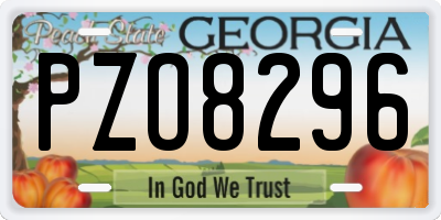 GA license plate PZO8296