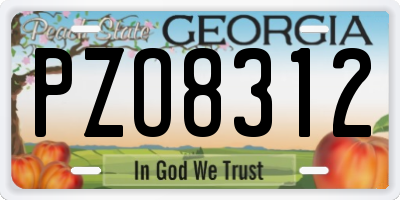 GA license plate PZO8312