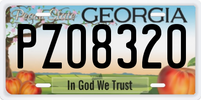 GA license plate PZO8320