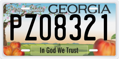 GA license plate PZO8321