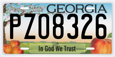 GA license plate PZO8326