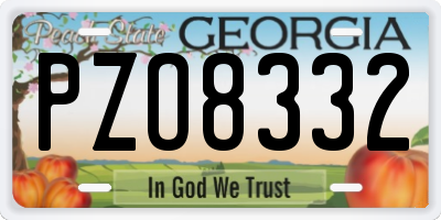 GA license plate PZO8332