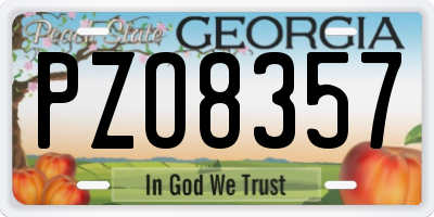 GA license plate PZO8357