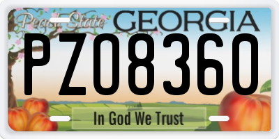 GA license plate PZO8360