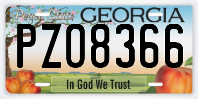 GA license plate PZO8366