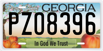 GA license plate PZO8396