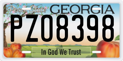 GA license plate PZO8398