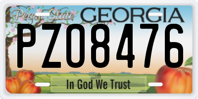 GA license plate PZO8476